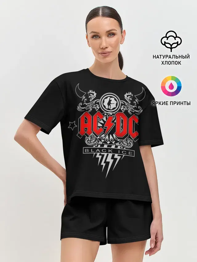 Женская пижама с шортами с принтом «AC/DC»