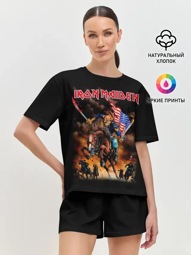 Женская пижама с шортами с принтом «Horse»