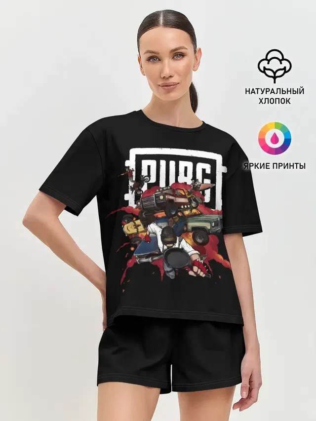 Женская пижама с шортами с принтом «ПАБГ — PUBG fan art»