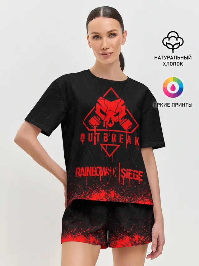 Женская пижама с шортами с принтом «Rainbow Six — RAINBOW SIX SIEGE OUTBREAK»
