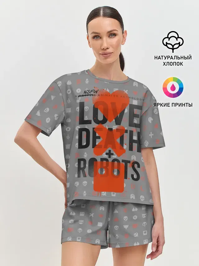 Женская пижама с шортами с принтом «Love Death Robots»