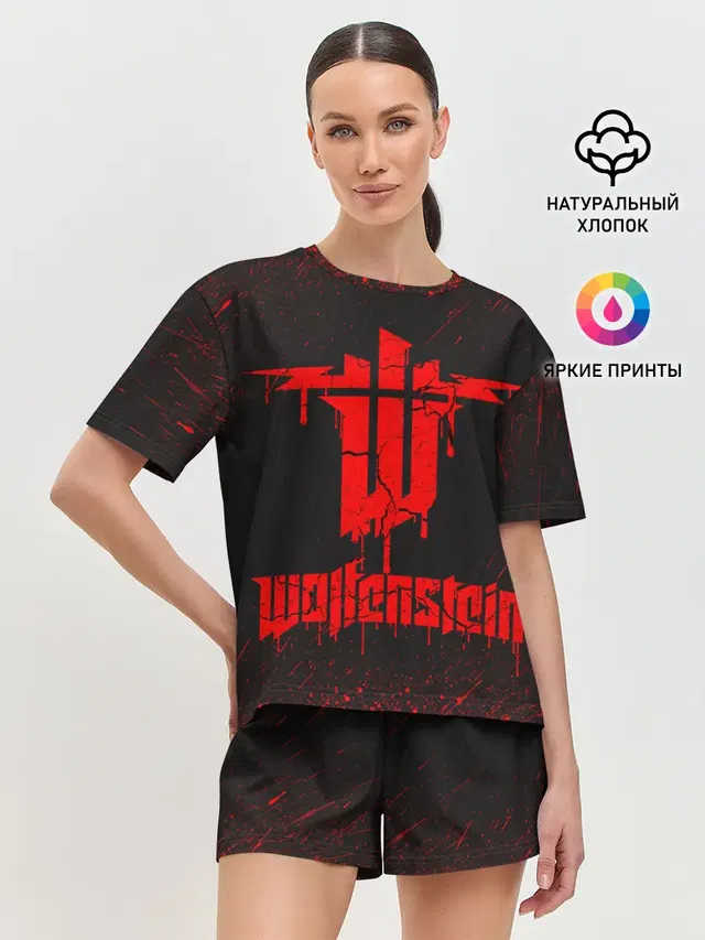 Женская пижама с шортами с принтом «Wolfenstein»
