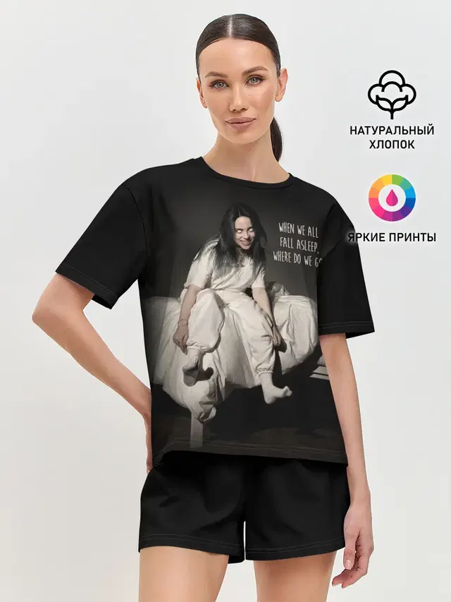Женская пижама с шортами с принтом «Billie Eilish»
