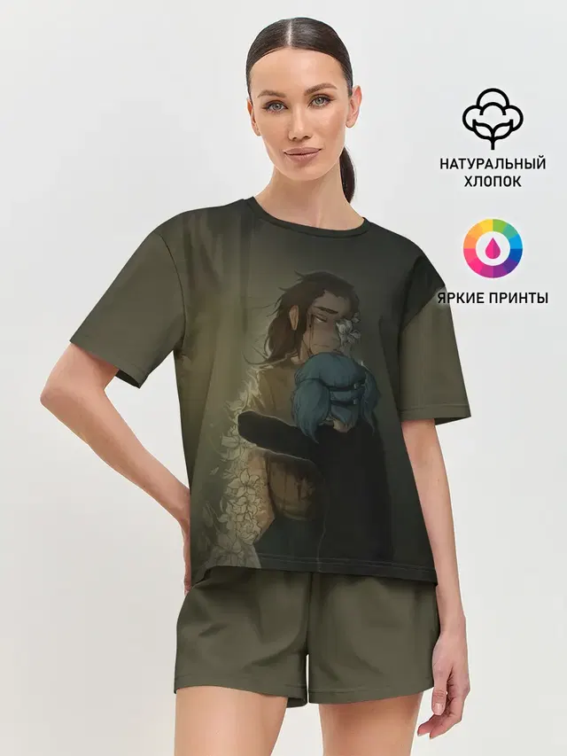 Женская пижама с шортами с принтом «Ларри Джонсон»
