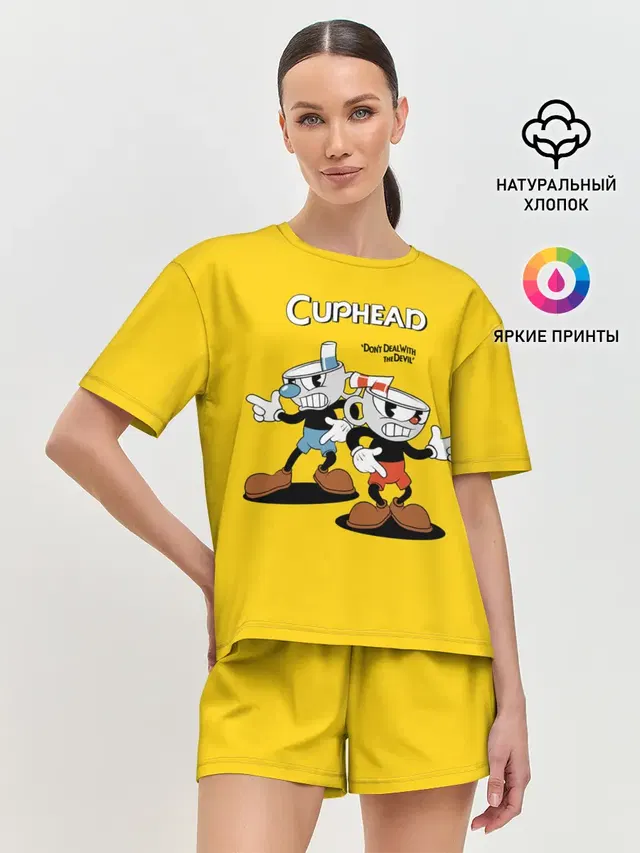 Женская пижама с шортами с принтом «Cuphead»