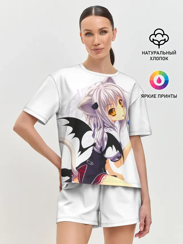 Женская пижама с шортами с принтом «Демоны старшей школы — High School DxD, Конэко»
