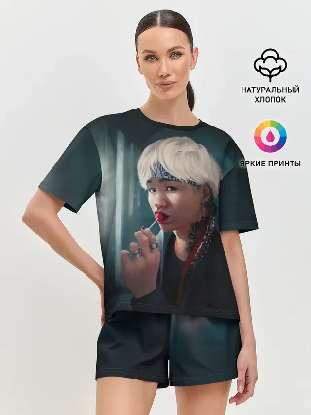 Женская пижама с шортами с принтом «BTS — Suga»