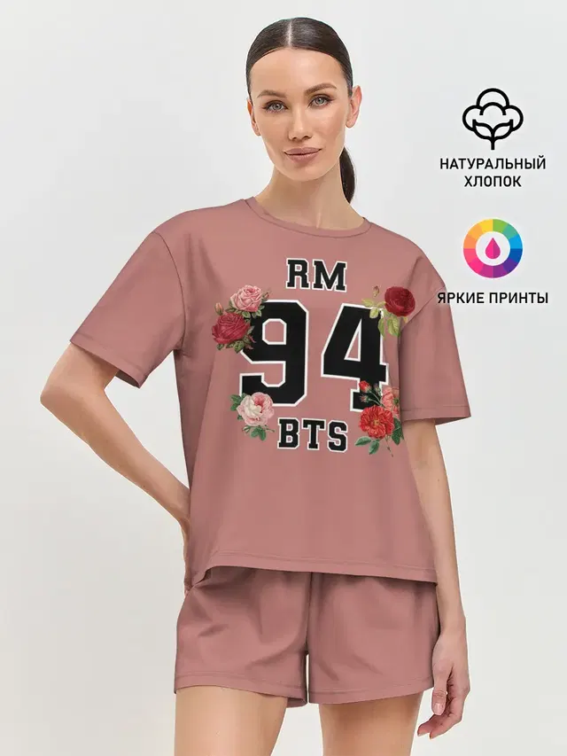 Женская пижама с шортами с принтом «BTS — RM BTS»