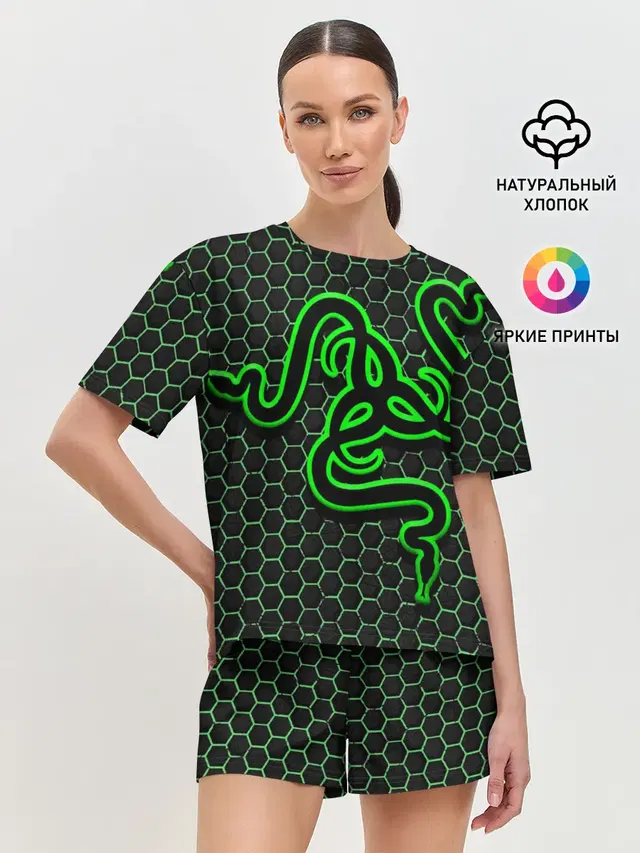 Женская пижама с шортами с принтом «Разные игры — RAZER»