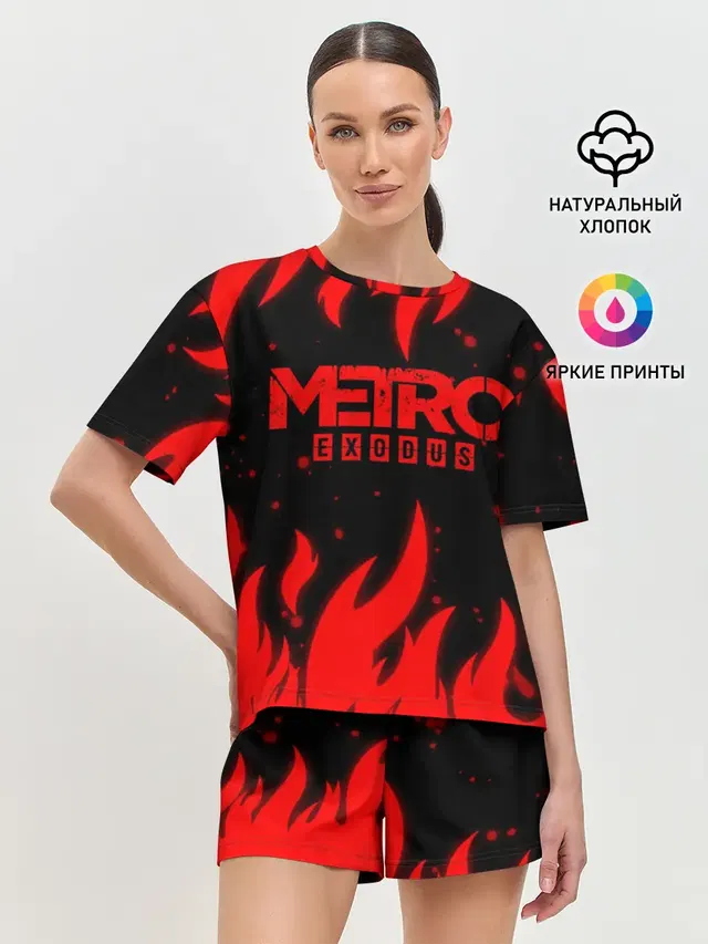 Женская пижама с шортами с принтом «Flame — METRO»