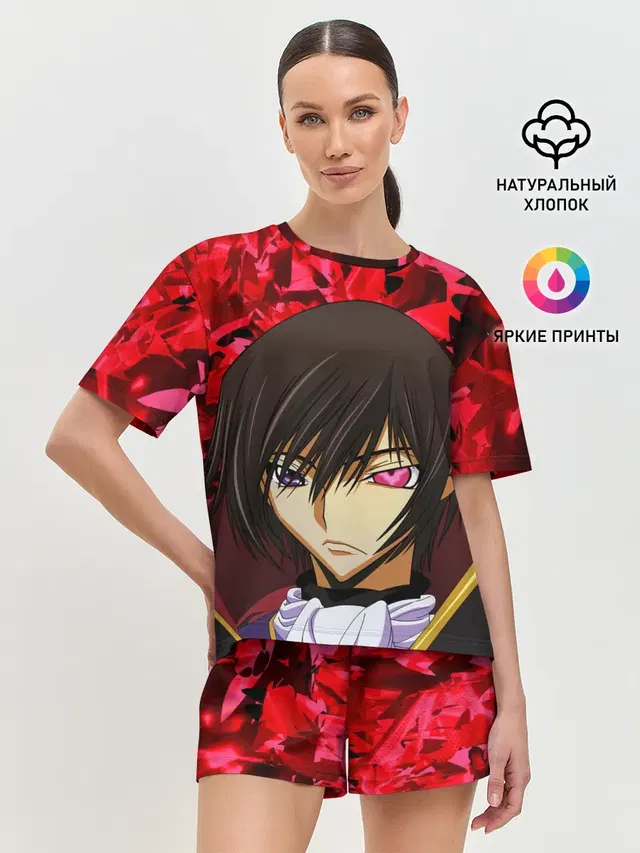 Женская пижама с шортами с принтом «Code Geass — GODE GEASS textured»