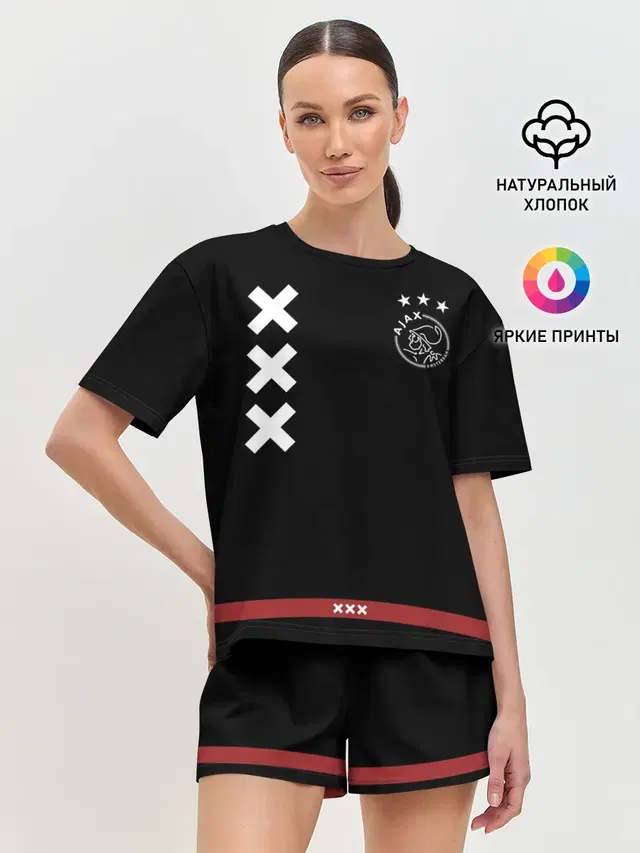 Женская пижама с шортами с принтом «Разные футбольные принты — Ajax Amsterdam»