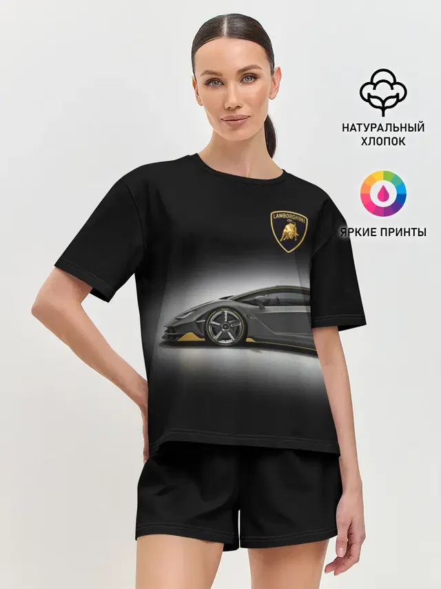 Женская пижама с шортами с принтом «Lamborghini — Lambo»