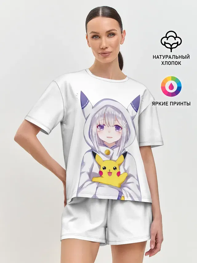 Женская пижама с шортами с принтом «Покемоны — My Pika»