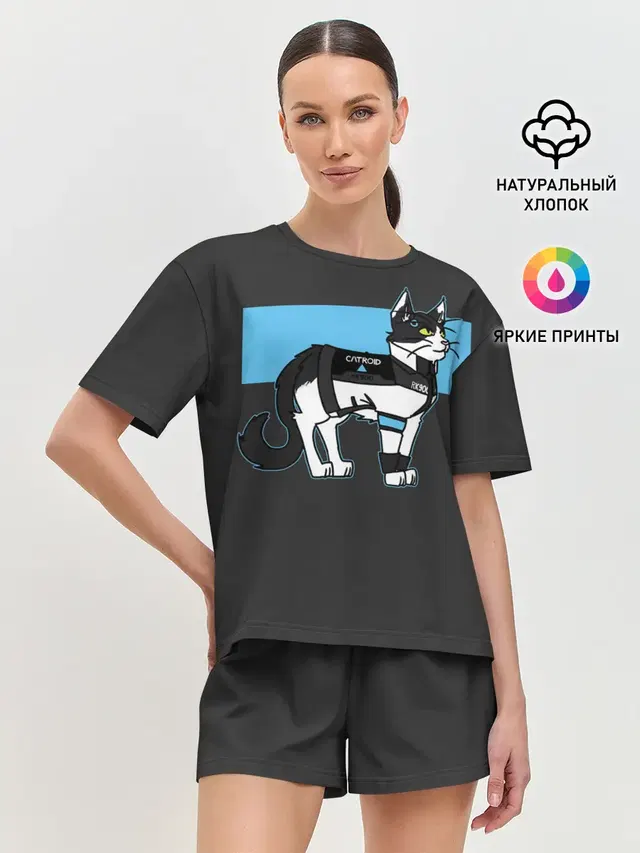 Женская пижама с шортами с принтом «Catroid Rk900»