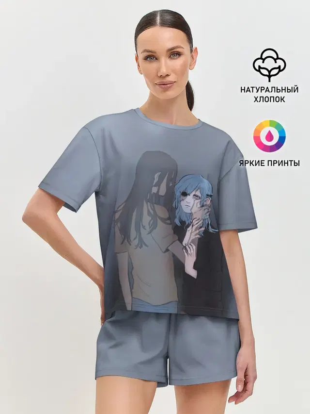 Женская пижама с шортами с принтом «Sally Love»