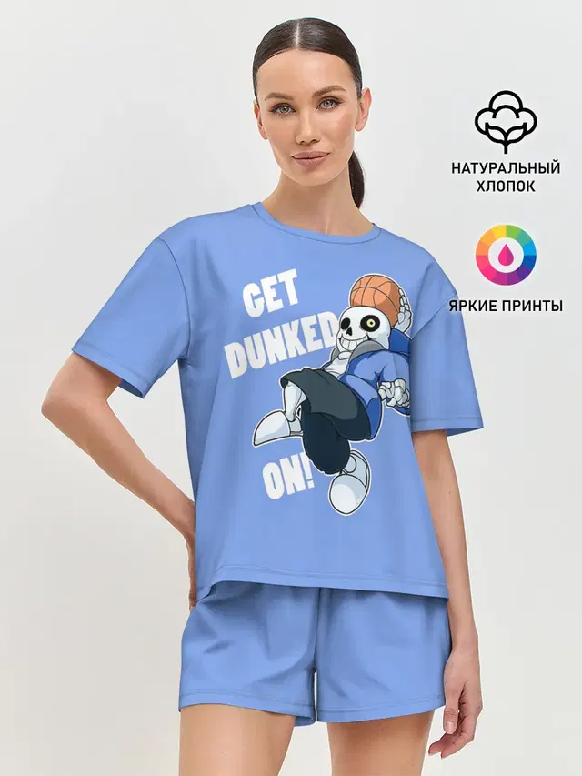 Женская пижама с шортами с принтом «GET Dunked»