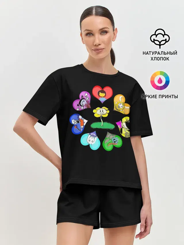 Женская пижама с шортами с принтом «Flowey»