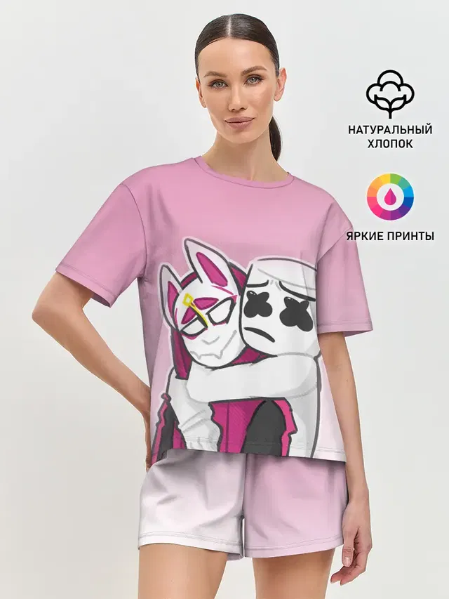 Женская пижама с шортами с принтом «Marshmello — Fortnite Marshmello»