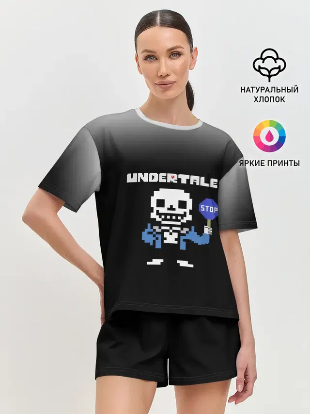 Женская пижама с шортами с принтом «Undertale STOP.»