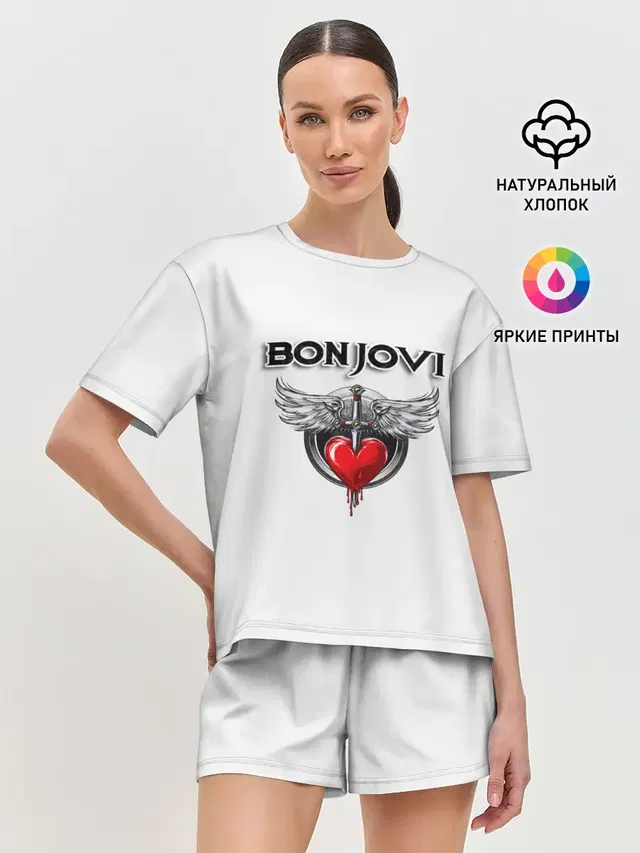 Женская пижама с шортами с принтом «Bon Jovi»
