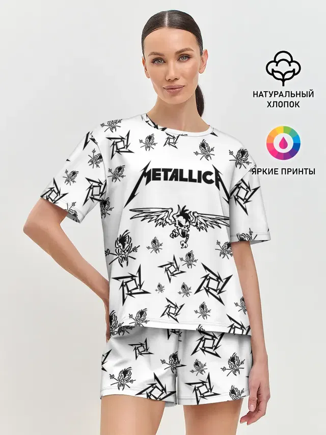 Женская пижама с шортами с принтом «Metallica»