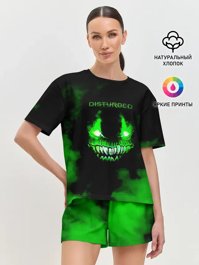 Женская пижама с шортами с принтом «Disturbed»