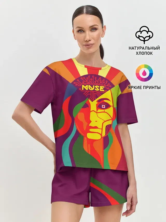 Женская пижама с шортами с принтом «Muse»