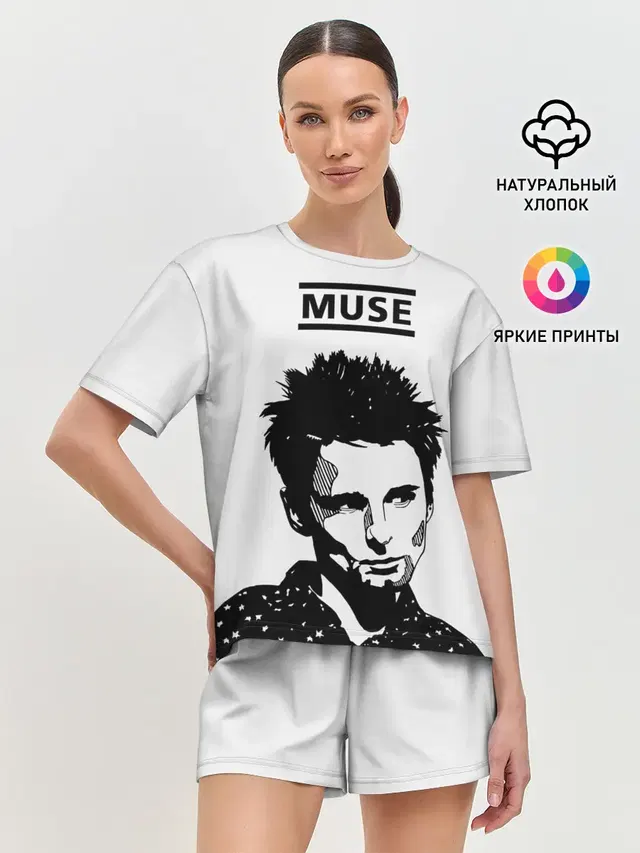 Женская пижама с шортами с принтом «Muse»