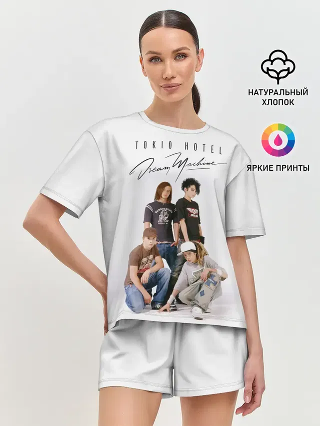 Женская пижама с шортами с принтом «Разный рок — Tokio Hotel»