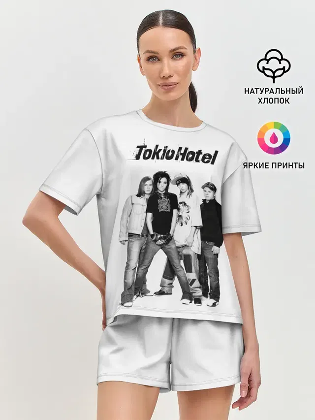 Женская пижама с шортами с принтом «Разный рок — Tokio Hotel»