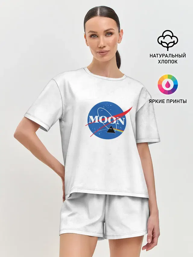 Женская пижама с шортами с принтом «Moon Pink Floyd»