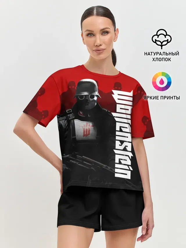Женская пижама с шортами с принтом «Wolfenstein»
