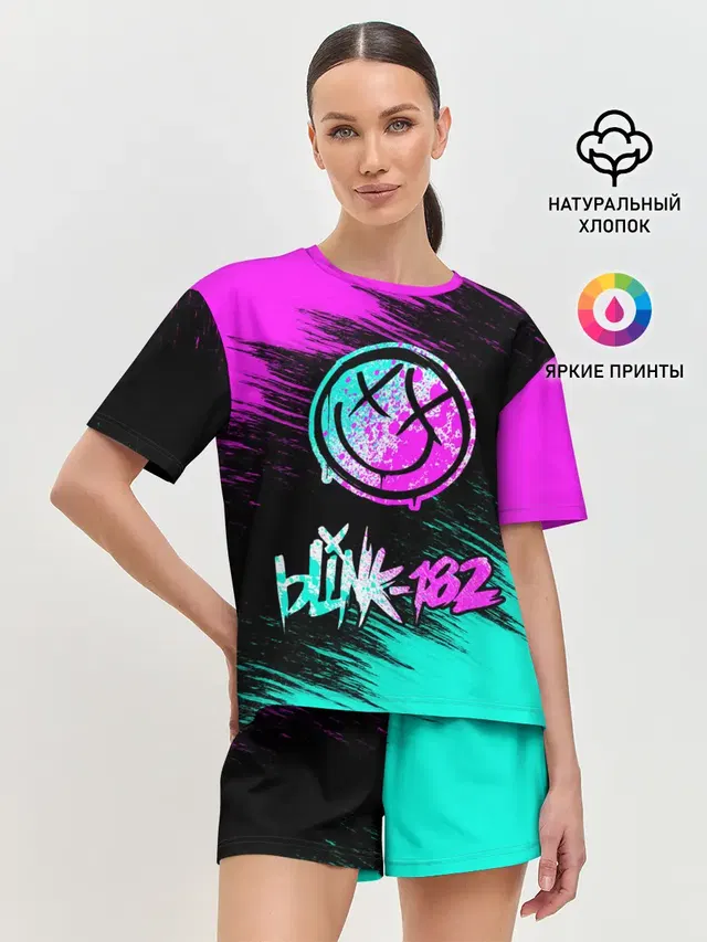 Женская пижама с шортами с принтом «Blink 182»