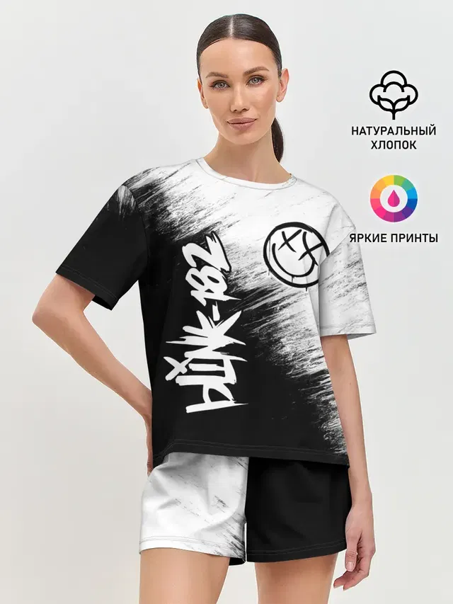 Женская пижама с шортами с принтом «Blink 182»
