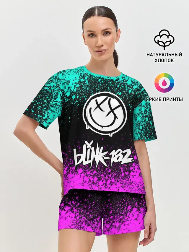 Женская пижама с шортами с принтом «Blink 182»
