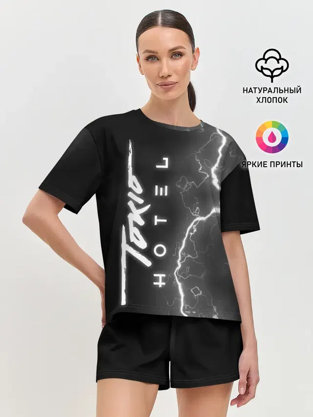 Женская пижама с шортами с принтом «Разный рок — Tokio Hotel»