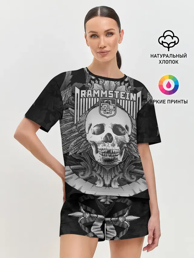Женская пижама с шортами с принтом «Rammstein»