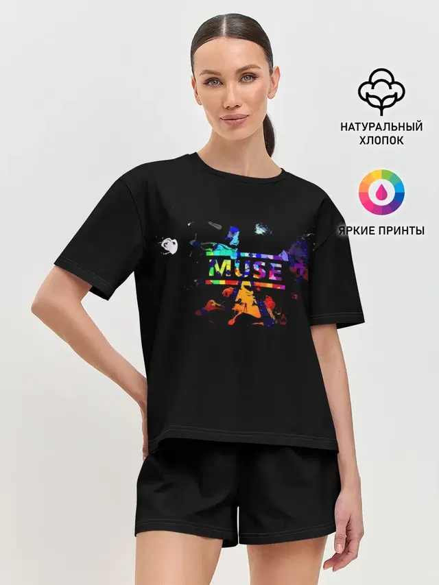 Женская пижама с шортами с принтом «Muse»