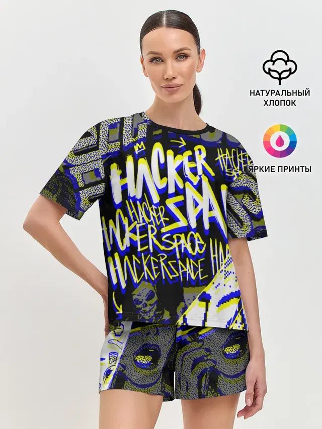 Женская пижама с шортами с принтом «Hacker Space — DED SEC»