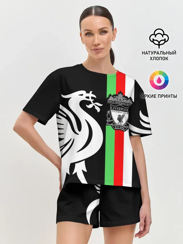 Женская пижама с шортами с принтом «Ливерпуль»