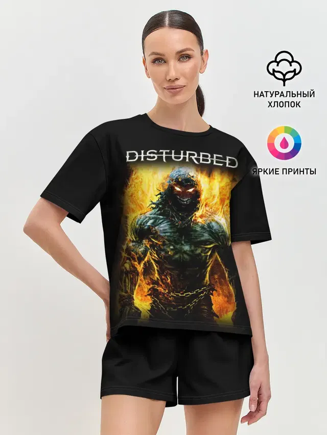 Женская пижама с шортами с принтом «Disturbed»