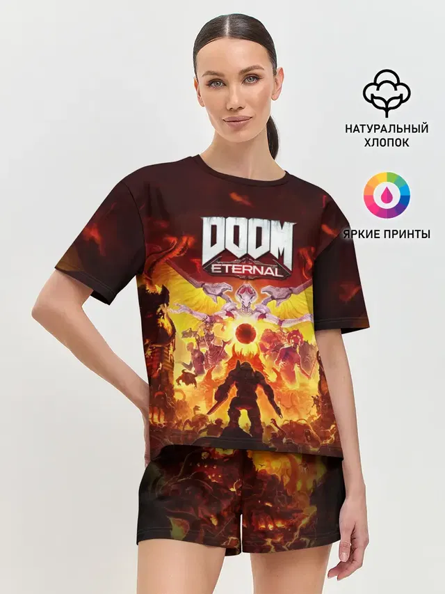 Женская пижама с шортами с принтом «Дум — DOOM Eternal»
