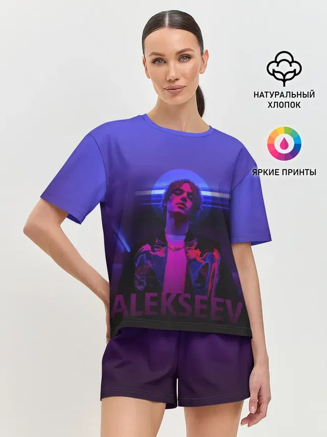 Женская пижама с шортами с принтом «Поп музыка и R&B — ALEKSEEV»