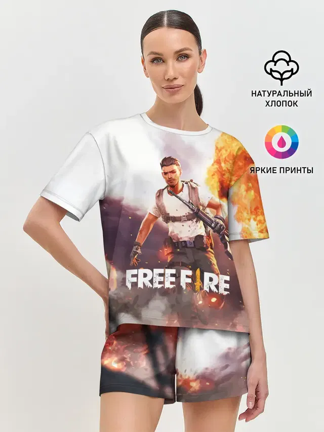 Женская пижама с шортами с принтом «explosion — FREE FIRE»