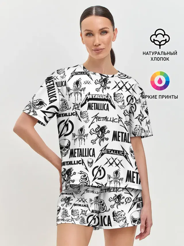 Женская пижама с шортами с принтом «Metallica — METALLICA LOGOBOMBING»