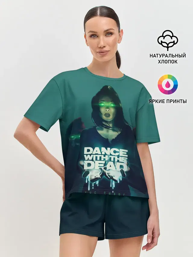 Женская пижама с шортами с принтом «Разный рок — Dance With The Dead»