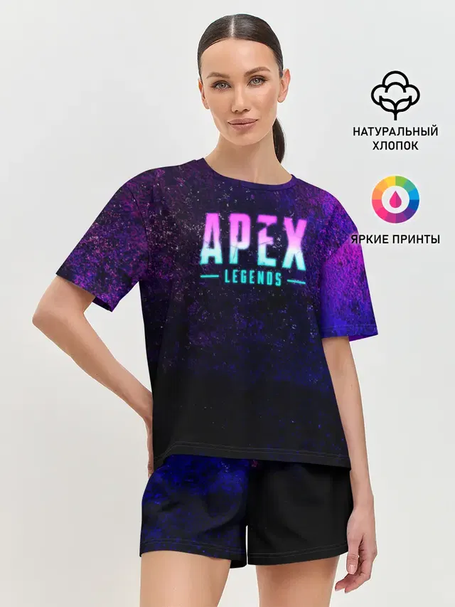 Женская пижама с шортами с принтом «Apex Legends. Neon logo»