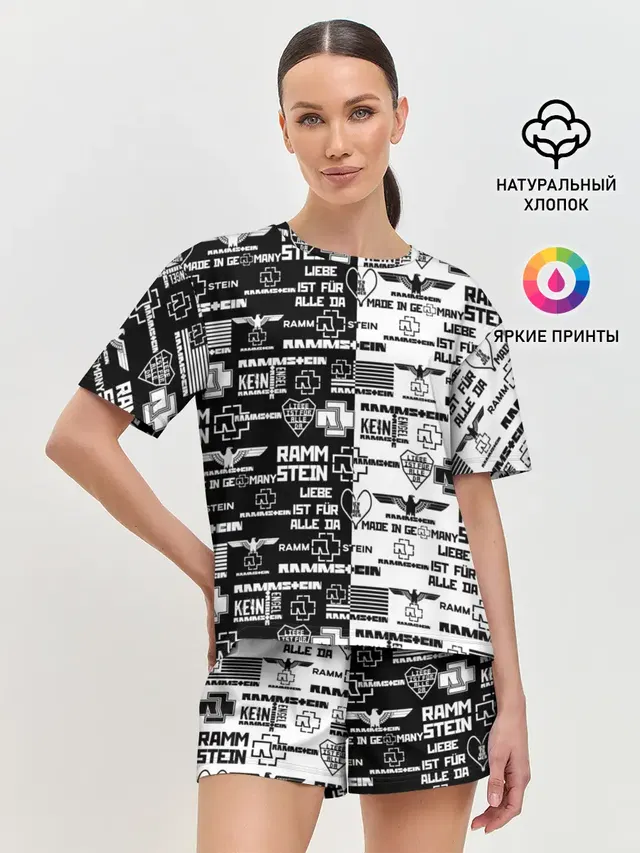 Женская пижама с шортами с принтом «Rammstein»