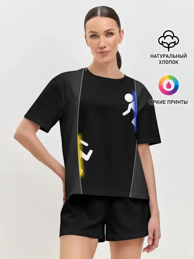 Женская пижама с шортами с принтом «Stick figure»